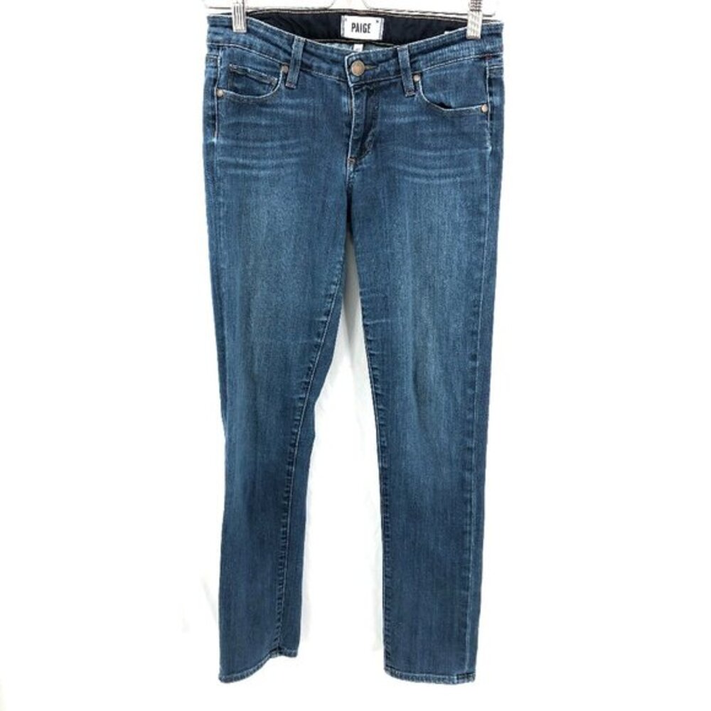 Paige Skyline Ankle Peg‎ straight leg cotton blend denim blue women's 27